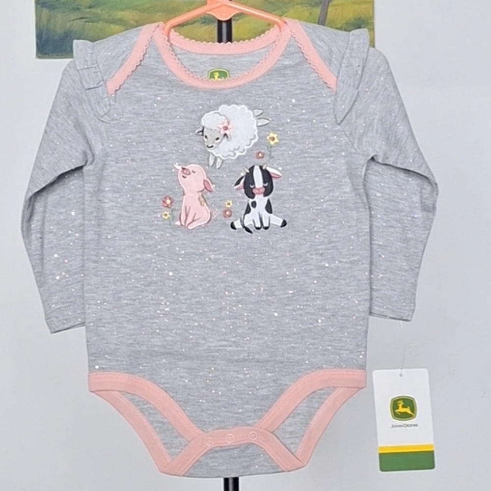 John Deere 🩷🐷🐮🐑🩶 Glitter LS Bodyshirt